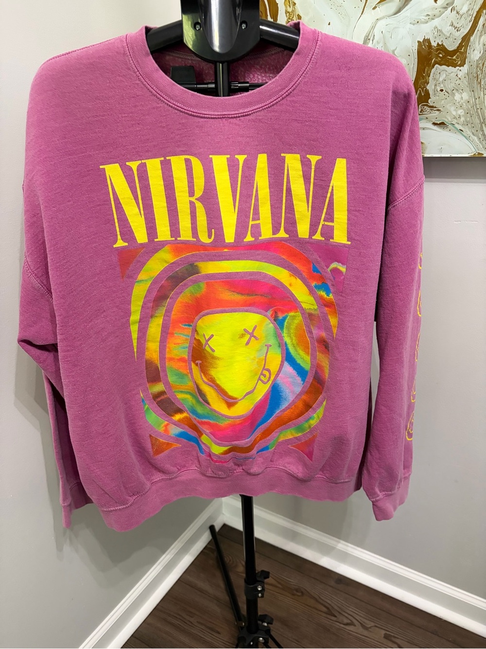 aerie Pink Nirvana Graphic Crewneck Sweatshirt